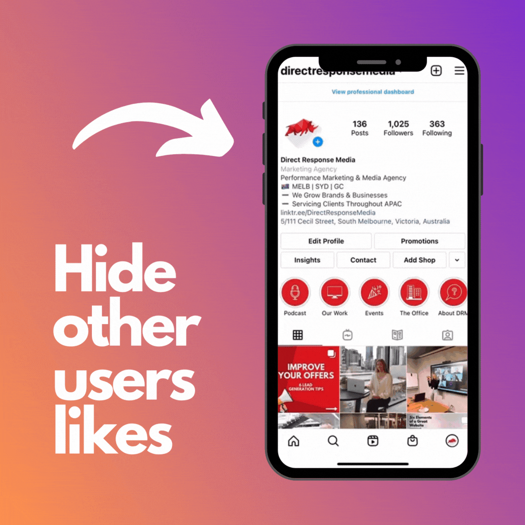 Hide other users Instagram likes